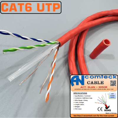 Dây cáp mạng Cat6 UTP lõi đồng nguyên...